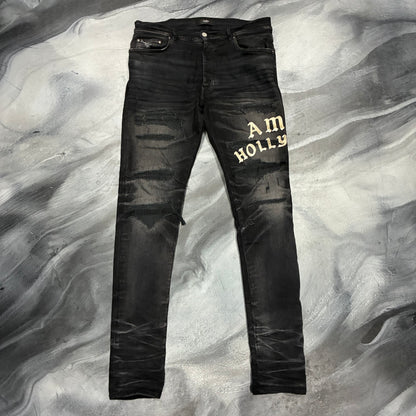 Amiri Black/Cream Hollywood Logo Jean (34)