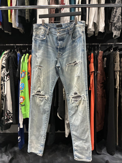 Amiri Light Blue/Black Bandana Patch Jean (38)