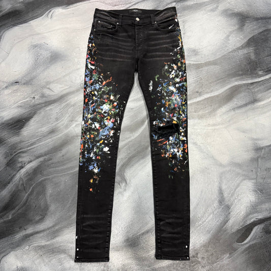 Amiri Black Paint Splatter Jean (30)