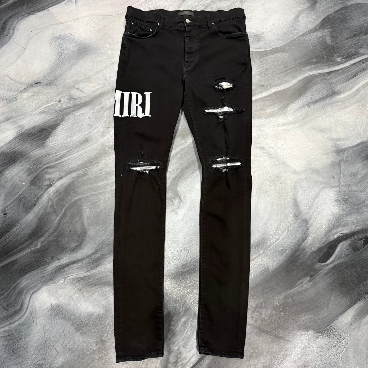 Amiri Black/Baby Blue Tie Dye Core Logo Jean (36)