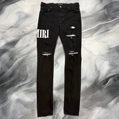 Amiri Black/Baby Blue Tie Dye Core Logo Jean (36)