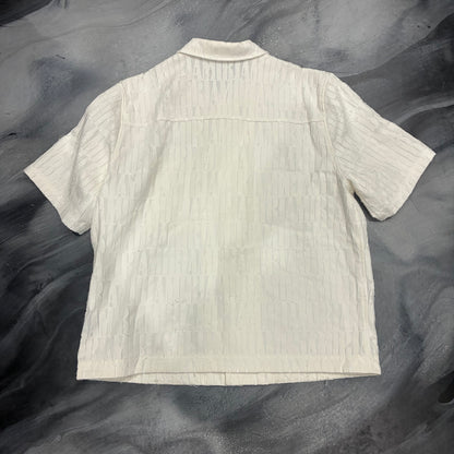 Amiri White Jaquared AM Logo Button Up (2XL)