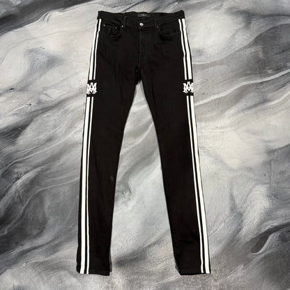 Amiri Black/White AM Logo Stripe Jean (31)