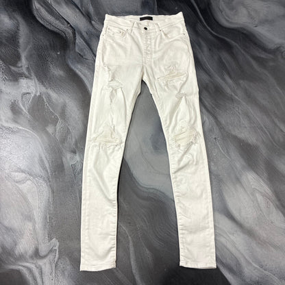Amiri White/White Leather Patch Jean (31)
