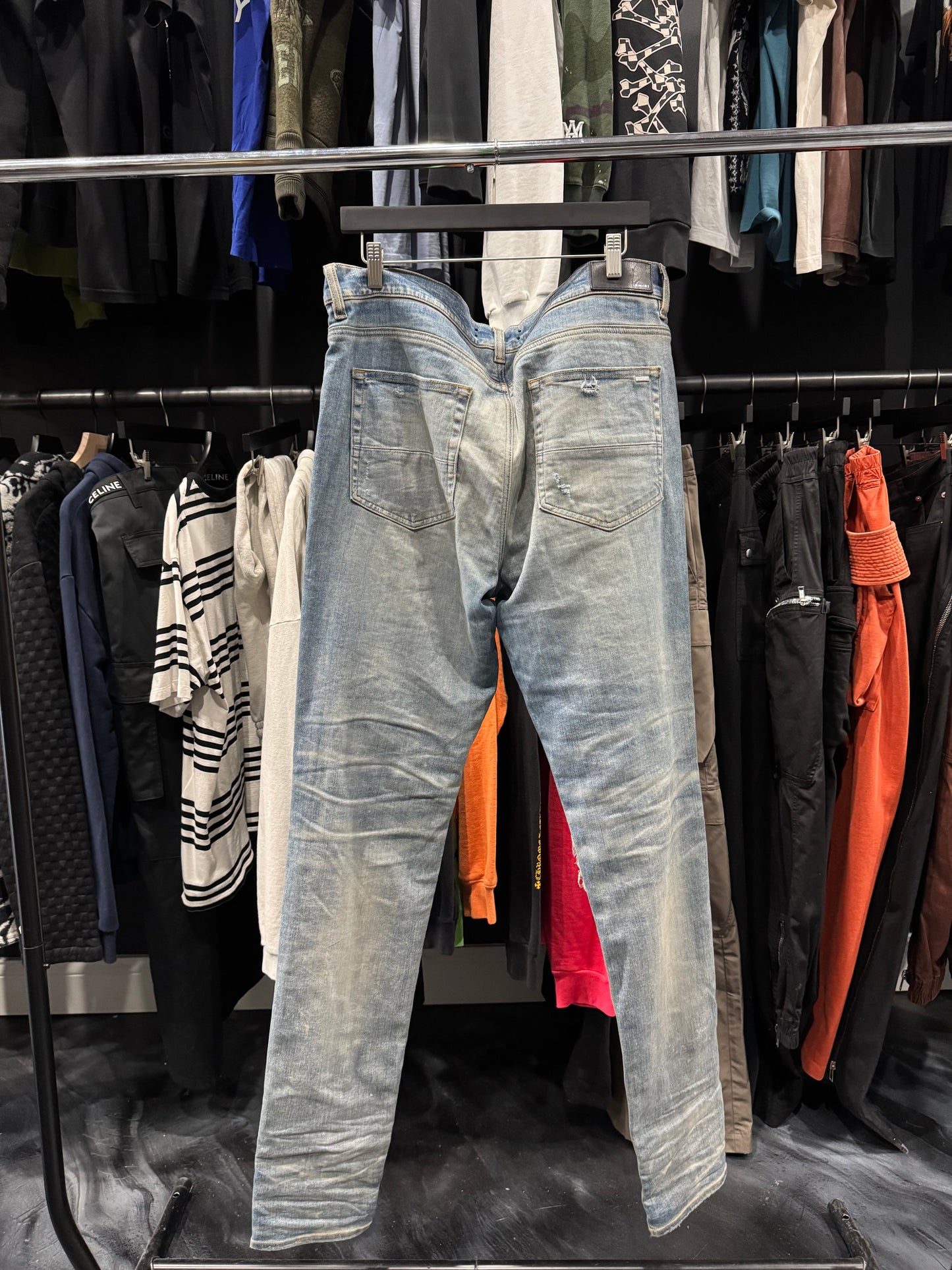 Amiri Indigo/Leopard Print Thrasher Jean (38)