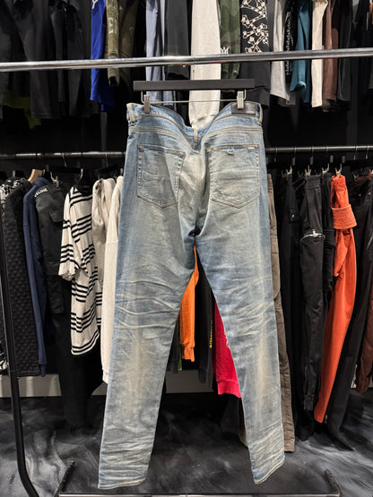 Amiri Indigo/Leopard Print Thrasher Jean (38)