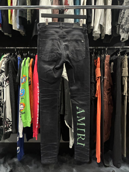 Amiri Aged Black Watercolor Green Logo Jean (31)