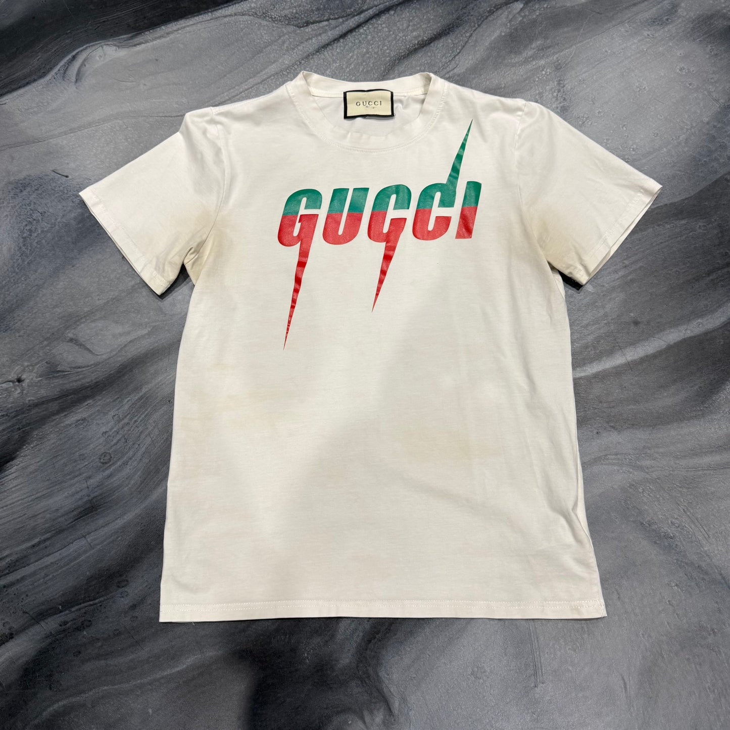 Gucci Cream/Green/Red Logo Tee (S)