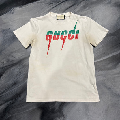 Gucci Cream/Green/Red Logo Tee (S)