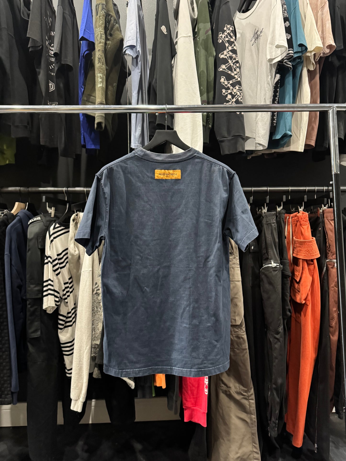 Louis V Navy Plain Chest Logo Tee (M)