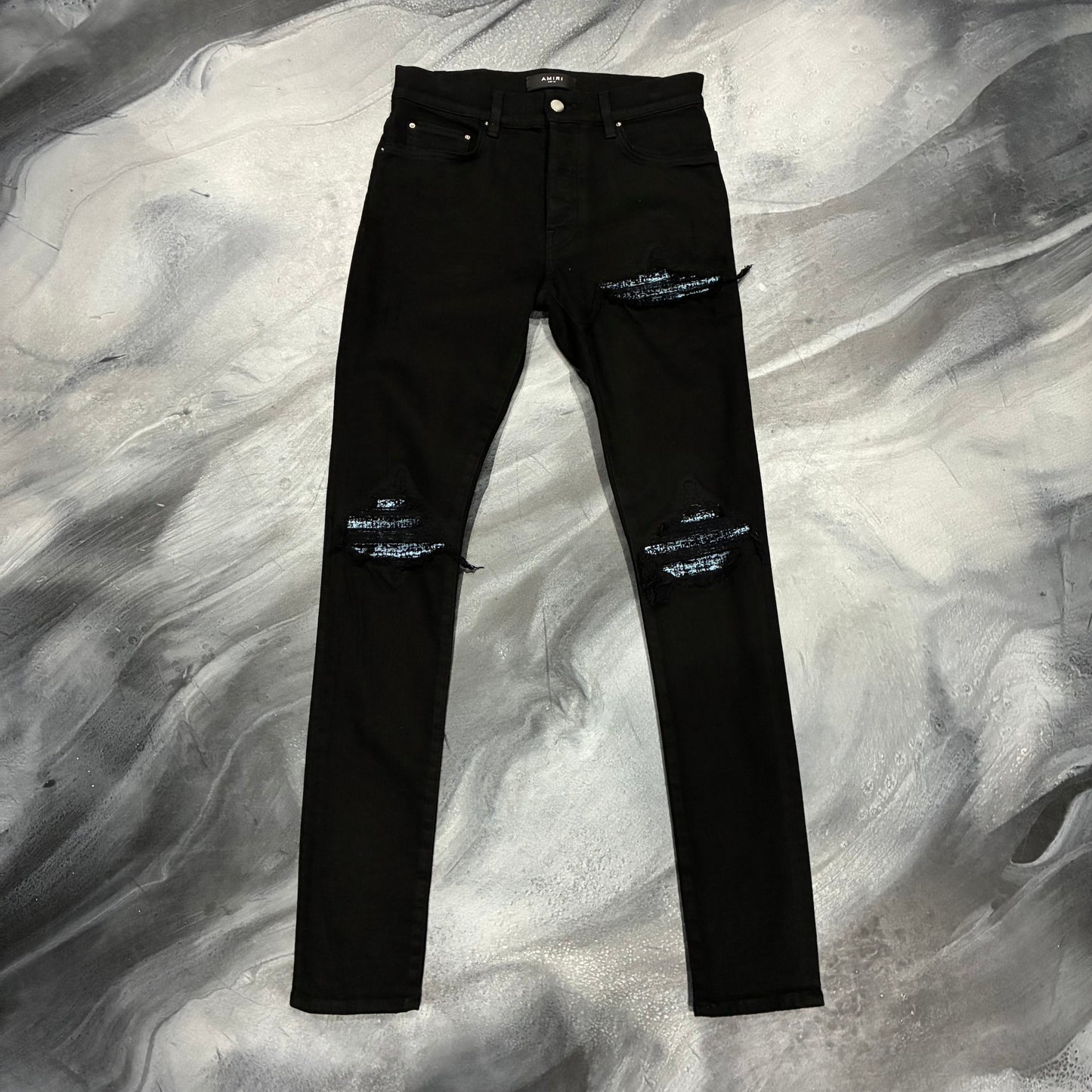 Amiri Black/Baby Blue Boucle Patch Jean (29)