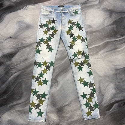 Amiri Light Blue/Green Stars Chemist Jean (33)