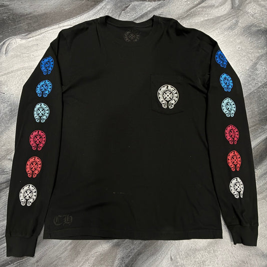 Chrome Hearts Black/Multicolor Horseshoe Longsleeve Tee (L)