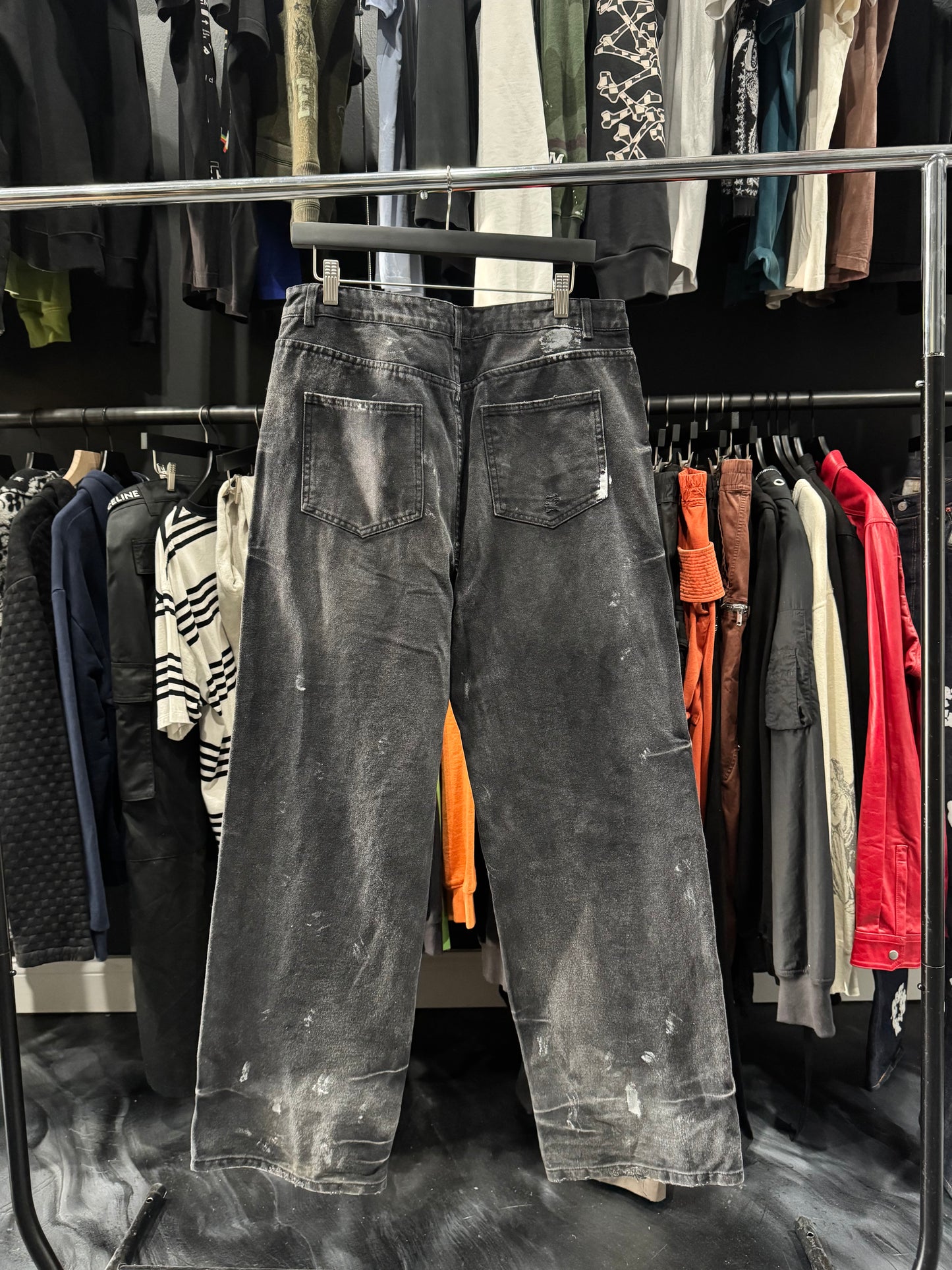 Vale Faded Black Paint Splattered Skittle Pants (30)
