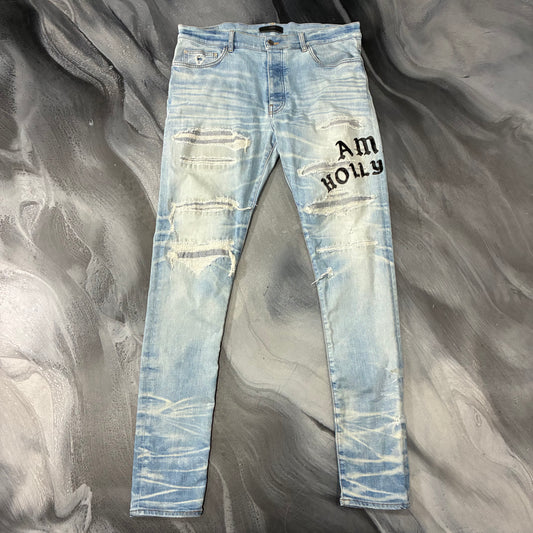 Amiri Light Blue Hollywood Repaired Jean (36)
