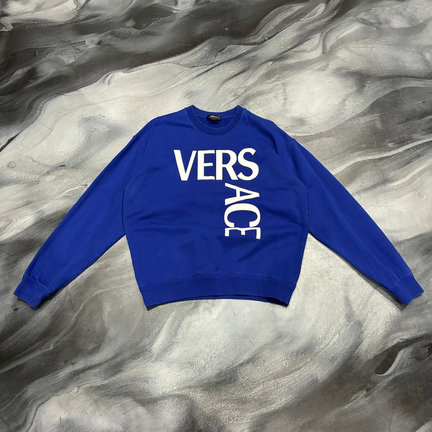 Versace Blue/White Logo Crewneck Sweater (L)