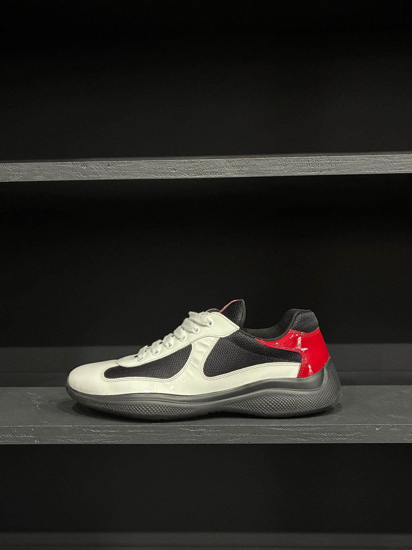 Prada White/Black/Red Cup Sneaker (10.5)