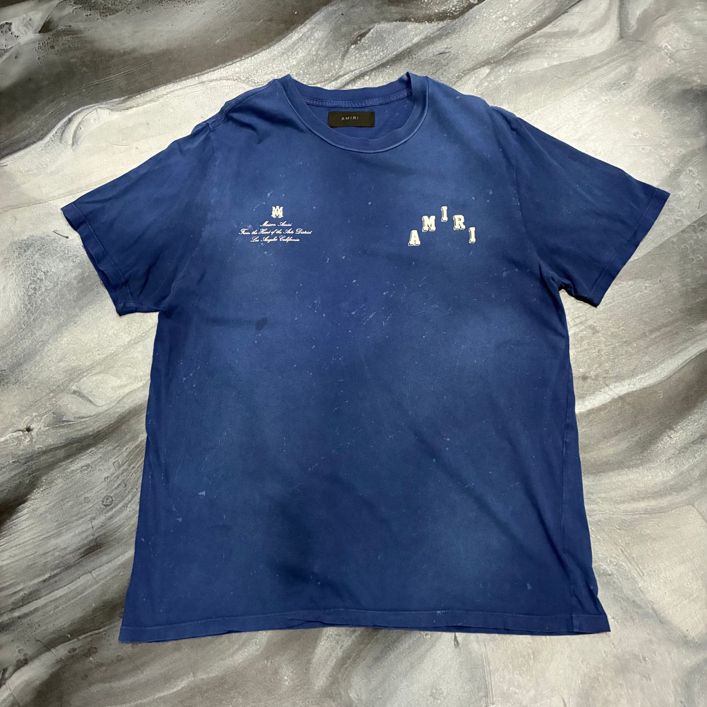 Amiri Faded Blue Collegiate AM Logo Tee (L)