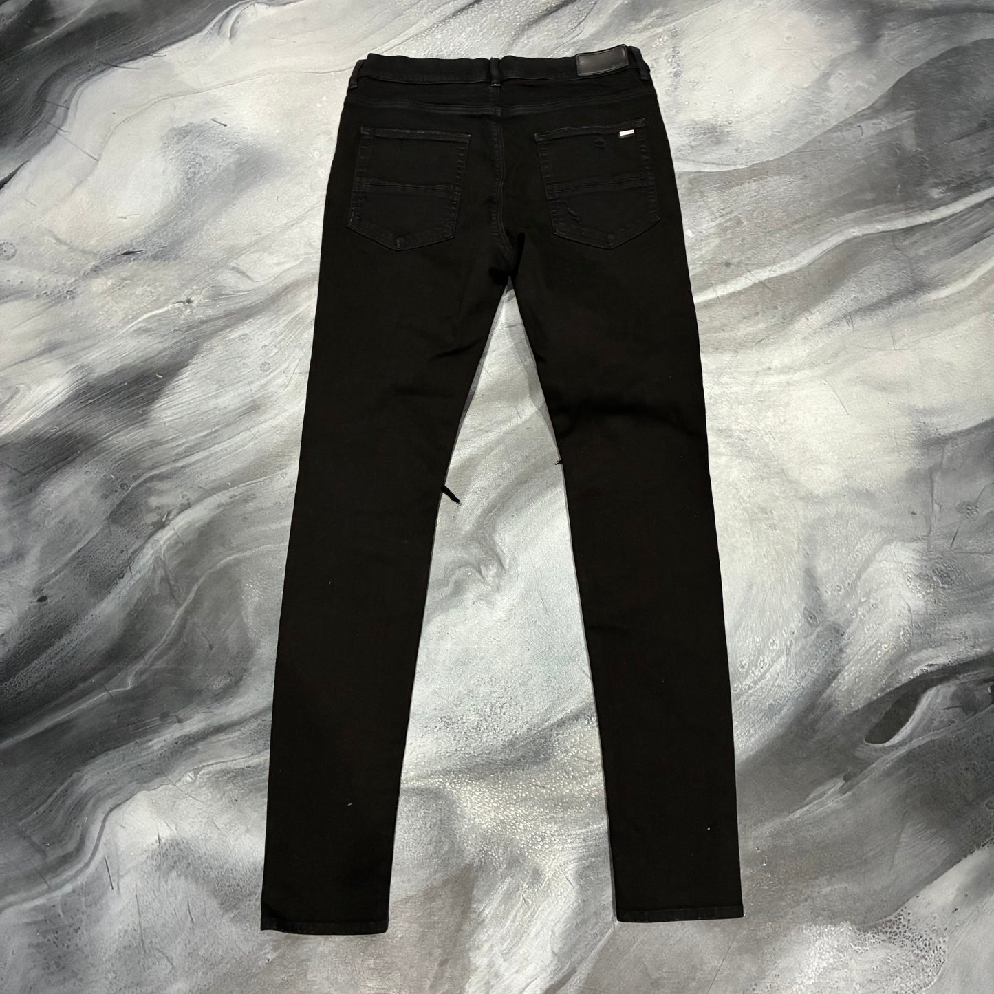 Amiri Black/Black Leather Patch Jean (32)