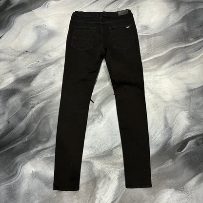 Amiri Black/Black Leather Patch Jean (32)