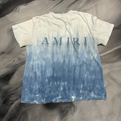 Amiri Tie Dye Blue AM Logo Tee (XL)