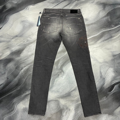 Amiri Black/Grey Hollywood Studded Jean (36)