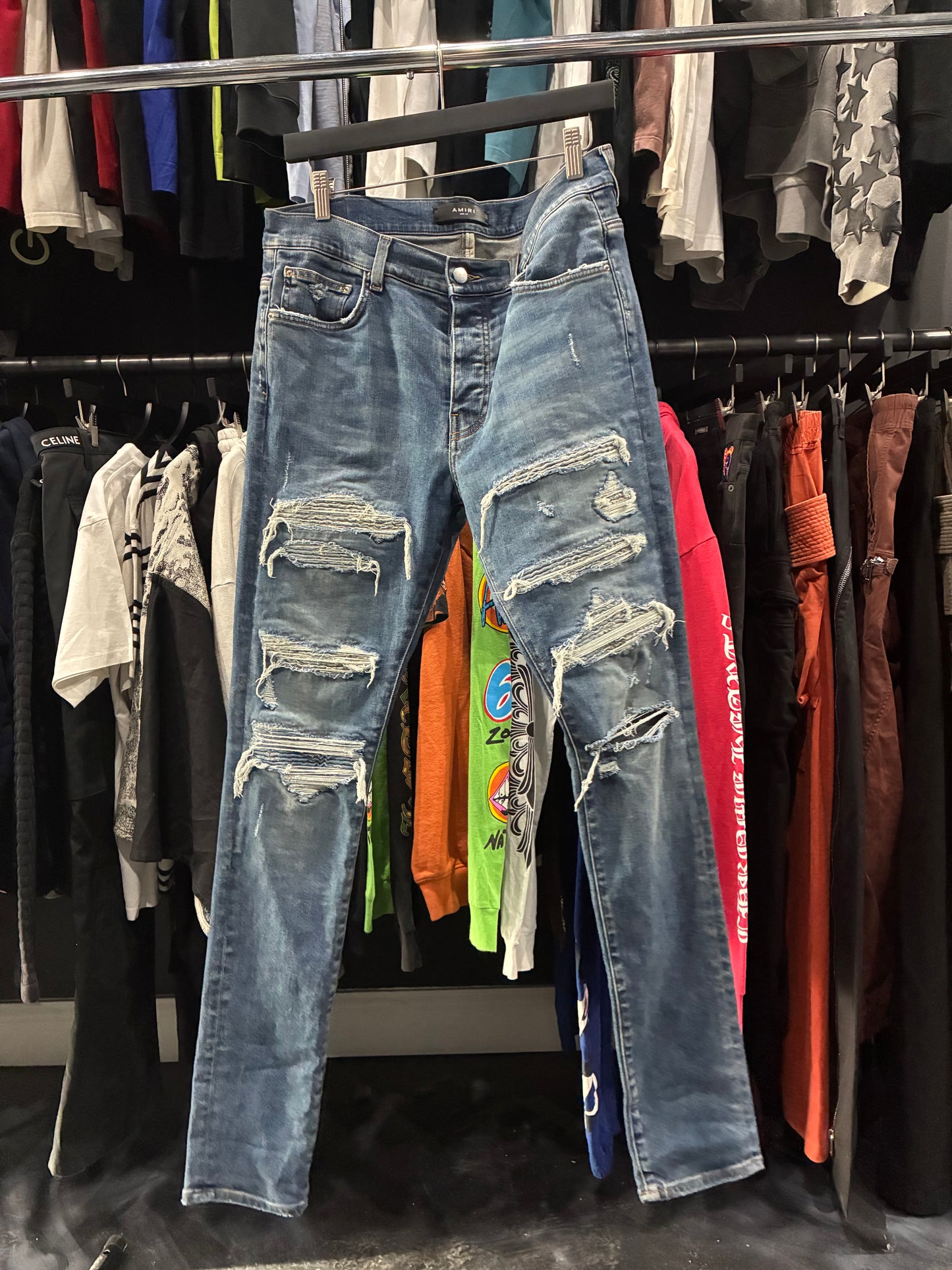 Amiri Dark Blue/Light Blue Paisley Patch Jean (33)