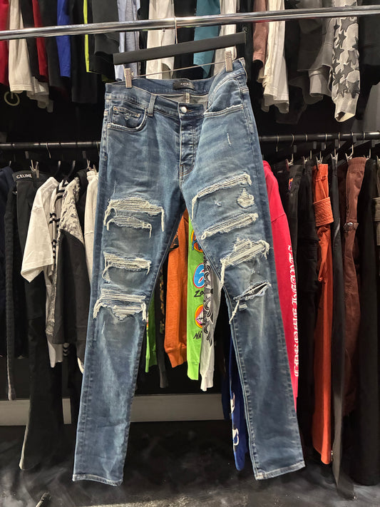 Amiri Dark Blue/Light Blue Paisley Patch Jean (33)