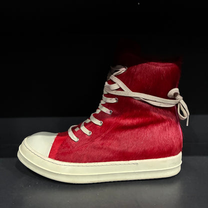 Rick Owen’s Red Fur High Sneaker (41)