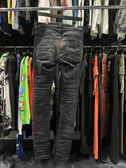 Amiri Aged Black Crystal Logo Jean (31)