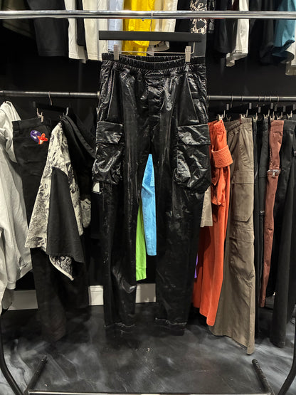 Rick Owen’s Black Shiny Cargo Pants (M)