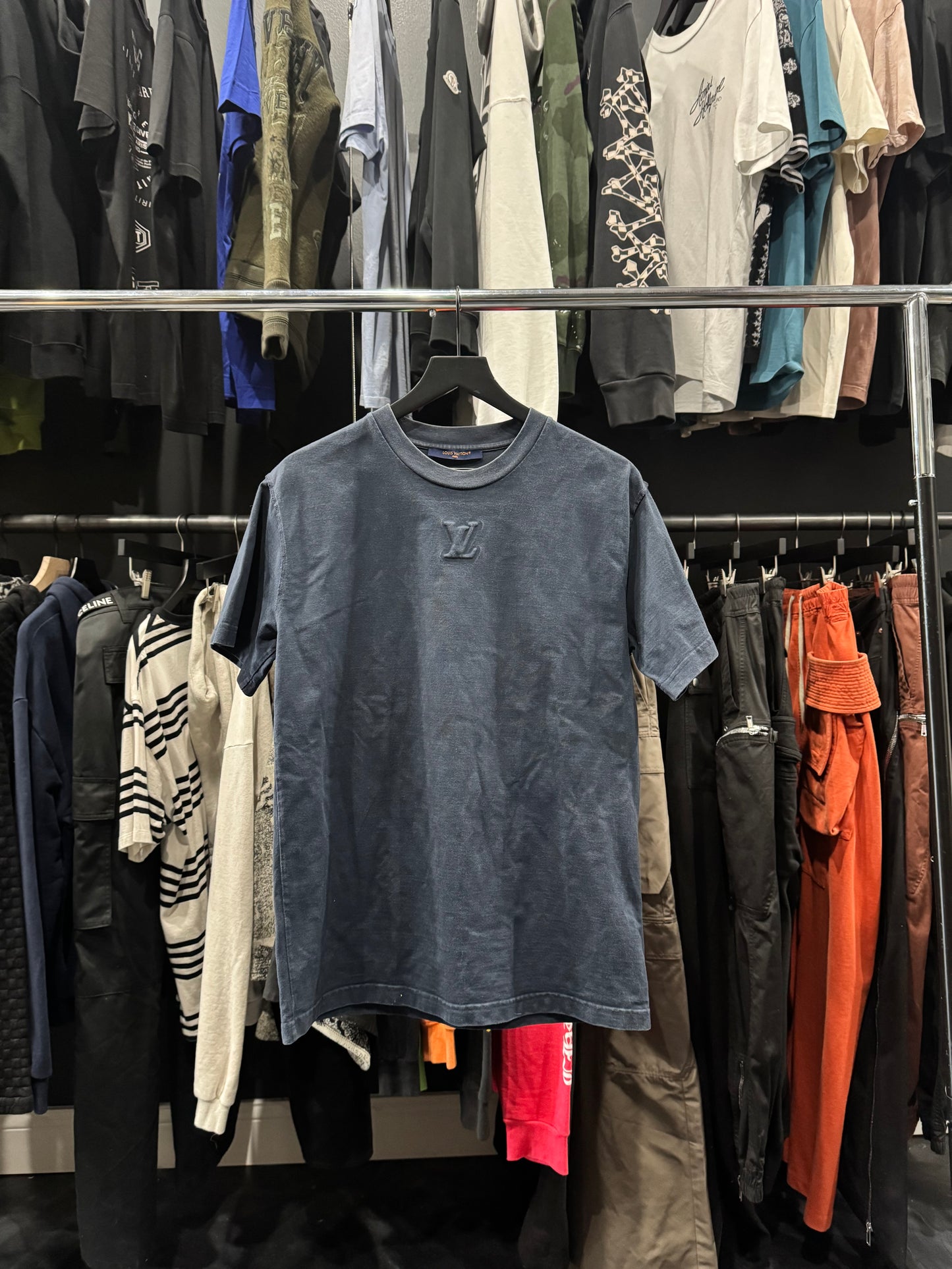 Louis V Navy Plain Chest Logo Tee (M)