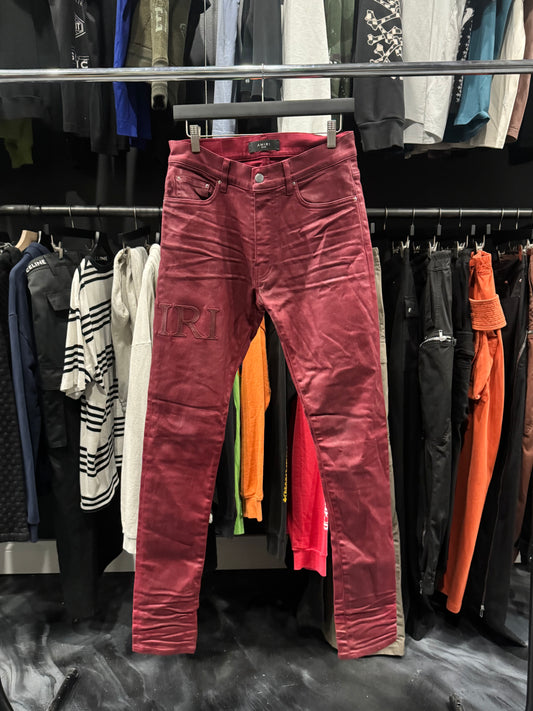 Amiri Waxed Red/Red Core Logo Jean (30)