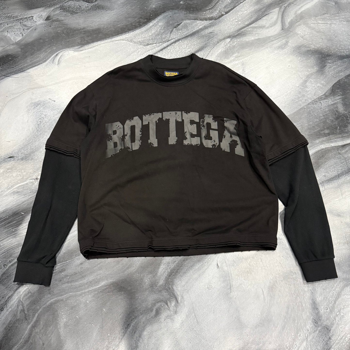 Bottega Desires Black Not War Thermal Longsleeve Tee (L)