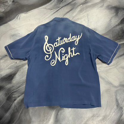 Amiri Blue Saturday Night Button Up Shirt (XL)