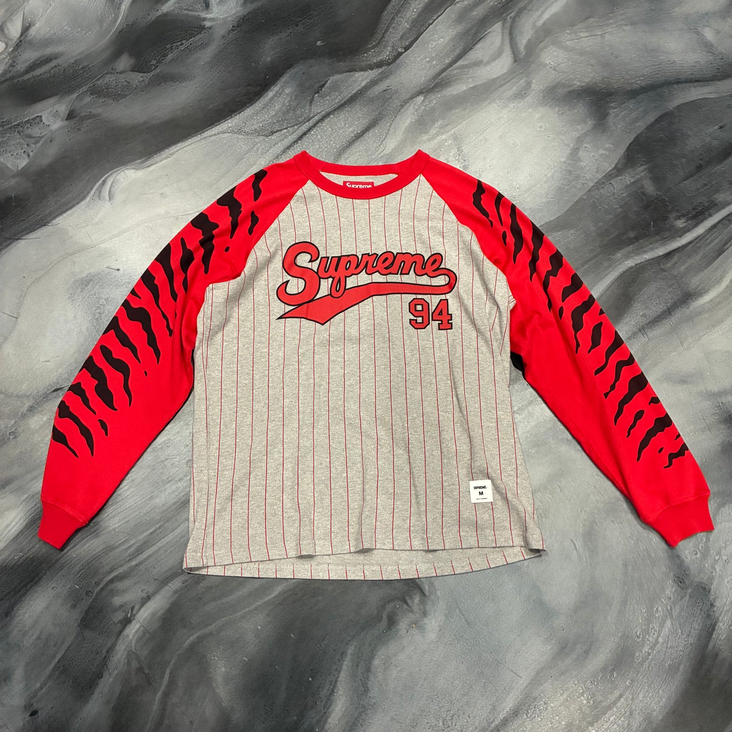 Supreme Grey/Red Baseball Longsleeve Tee (M)