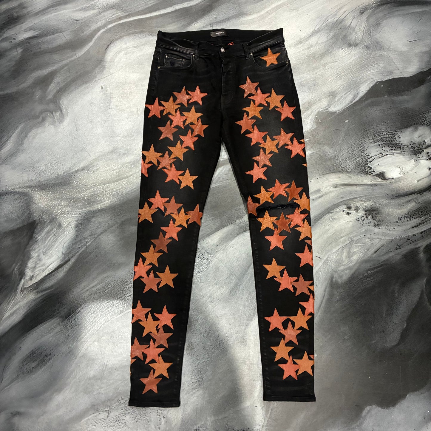 Amiri Black/Orange Stars Chemist Jean (33)