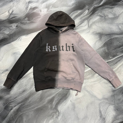 Ksubi Black/Grey Split Logo Hoodie (S)