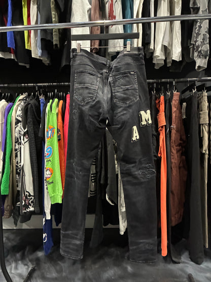 Amiri Faded Black Collegiate Logo Thrasher Jean (36)