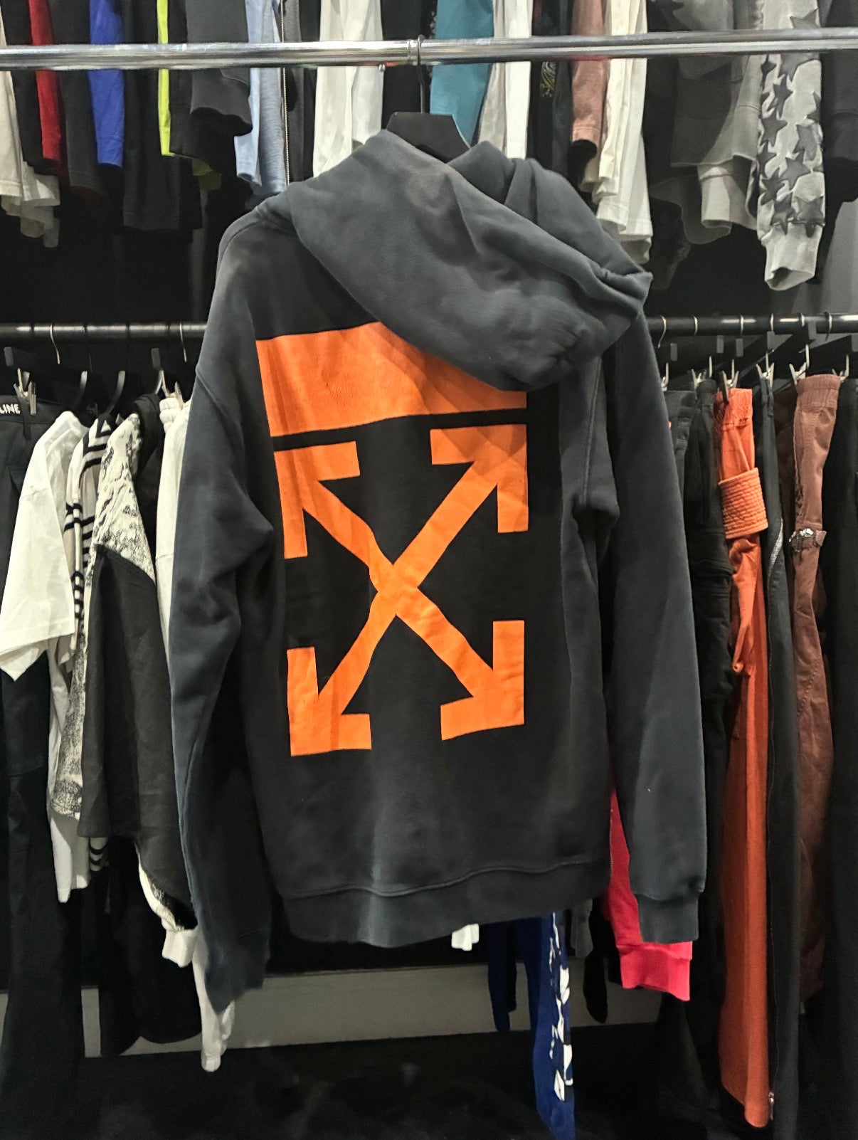 Off-White Faded Black/Orange ‘6’ Hoodie (2XL)