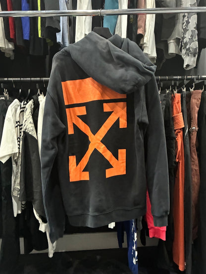 Off-White Faded Black/Orange ‘6’ Hoodie (2XL)