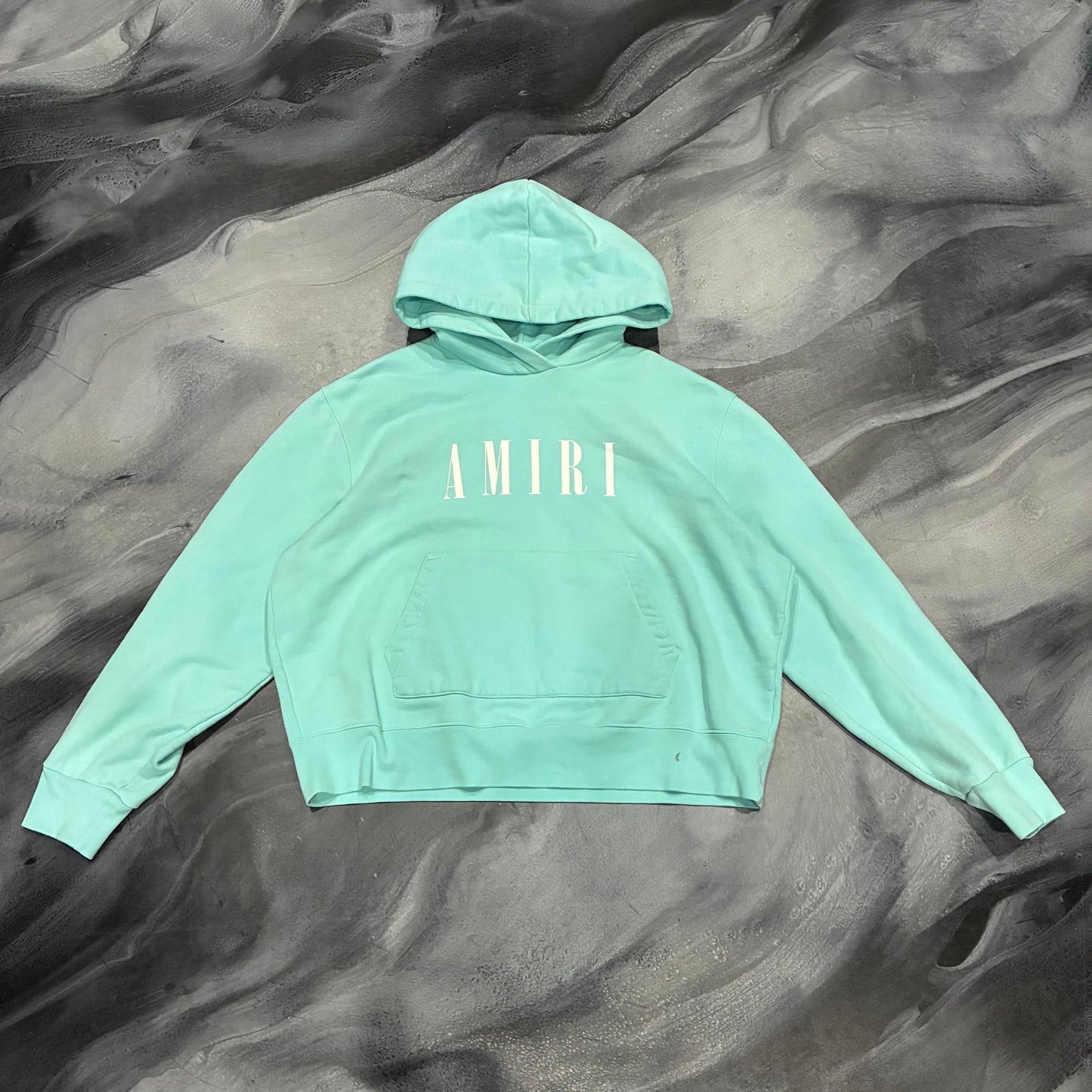 Amiri Turquoise Logo Pullover Hoodie (L)