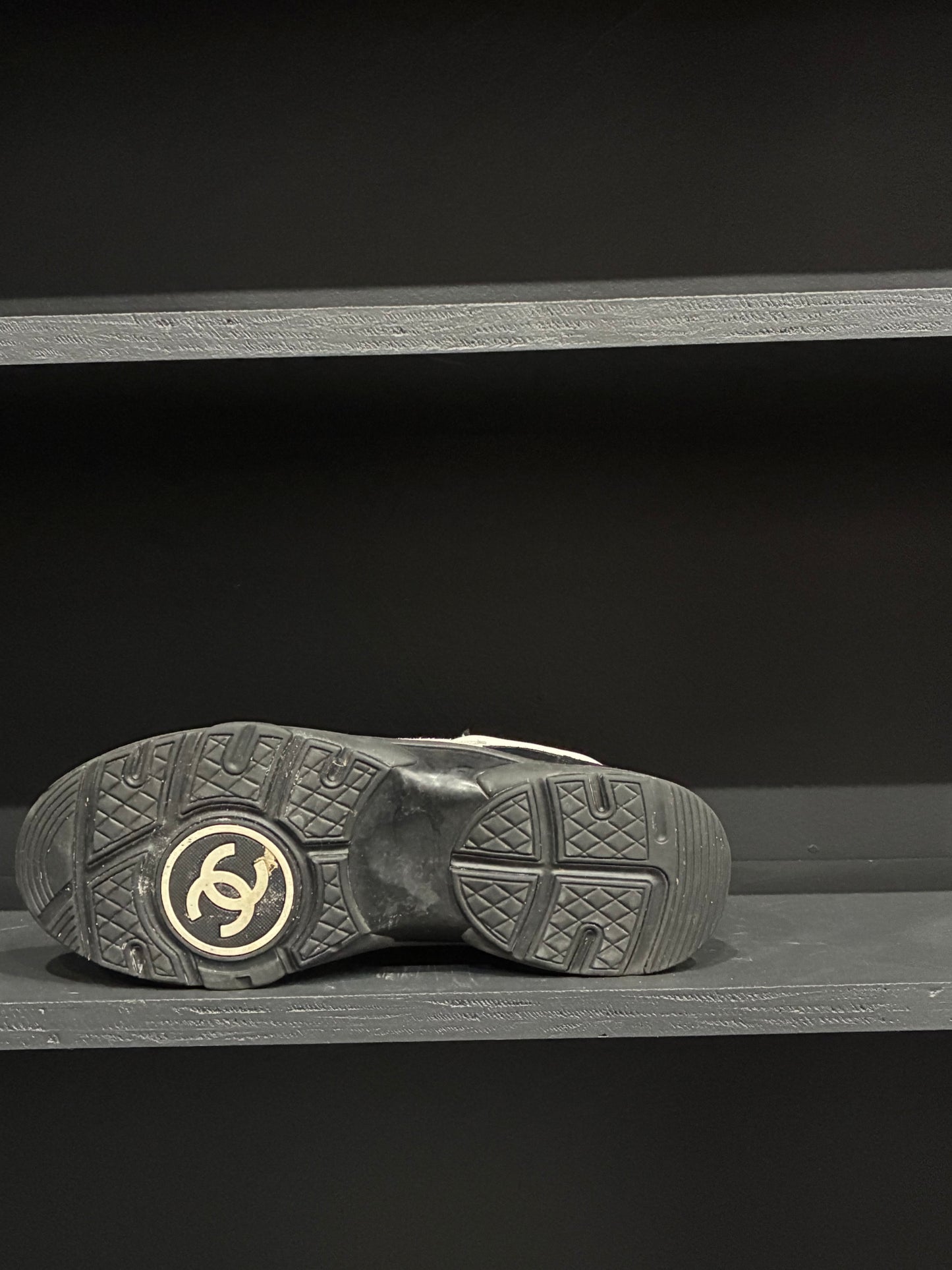 Chanel Black/White Low Trainer Sneaker (44)