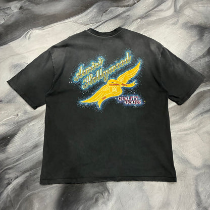 Amiri Black/Blue & Yellow Bling Hollywood Crest Tee (L)