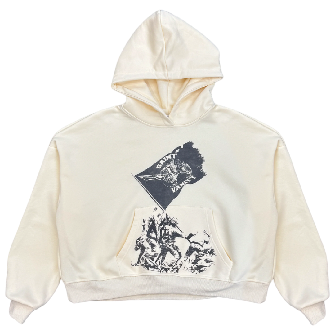 Saint Vanity Cream Flag Hoodie (L)