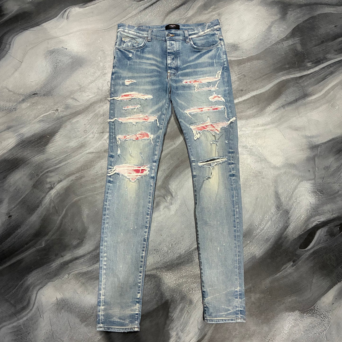 Amiri Light Blue/Pink Tie Dye Trasher Jean (34)