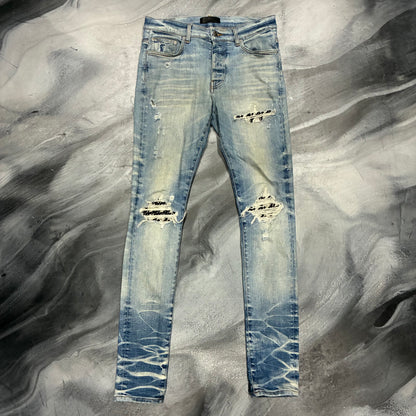 Amiri Indigo/Black & White Boucle Patch Jean (31)