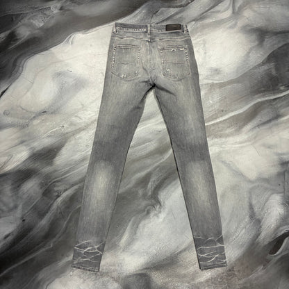Amiri Grey/White Patch Distressed Jean (30)