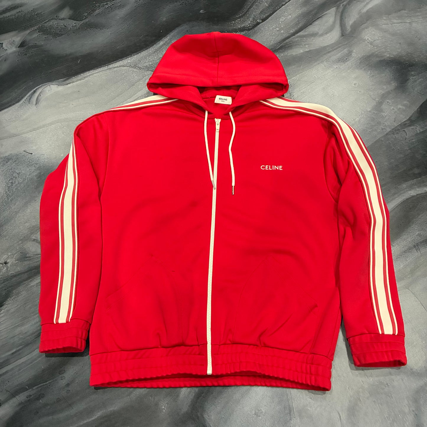 Celine Red/Cream Hooded Track Jacket (L)