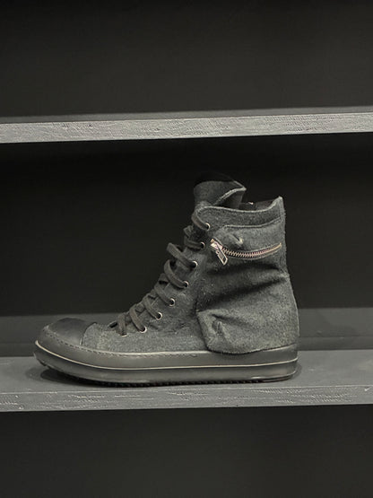 Rick Owens Black Wool Cargo High Sneaker (42.5EU)